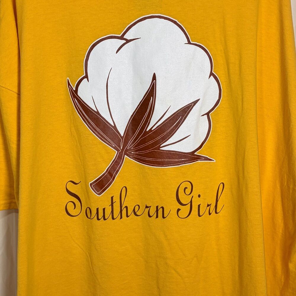 Southern Girl Cotton Boll Graphic T-Shirt Marigold Yellow Plus Size 5X 5XL